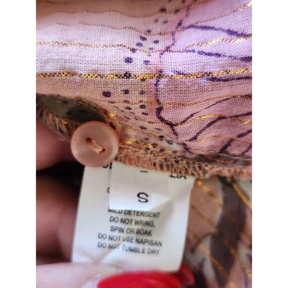 Lola Australia Kara Top Floral Apricot Blouse Ruffle Neck 3/4 Sleeve Boho Chic S - Picture 7 of 10